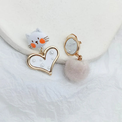 Cute Heart Shape Alloy Stoving Varnish Drop Earrings