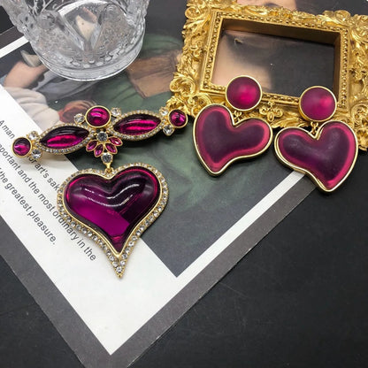 Cute Heart Shape Bow Knot Alloy Inlay Artificial Rhinestones Women's Earrings Brooches