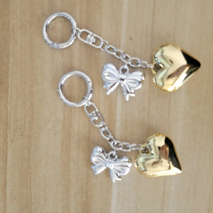 Cute Heart Shape Bow Knot Plastic Women'S Keychain