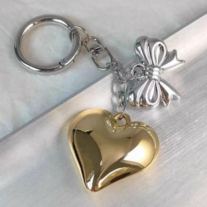 Cute Heart Shape Bow Knot Plastic Women'S Keychain