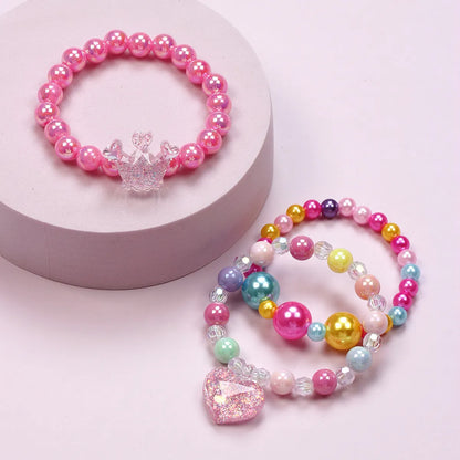 Cute Heart Shape Butterfly Plastic Beaded Girl's Bracelets