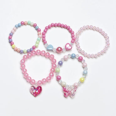 Cute Heart Shape Butterfly Plastic Beaded Girl's Bracelets