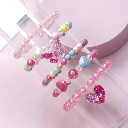 Cute Heart Shape Butterfly Plastic Beaded Girl's Bracelets