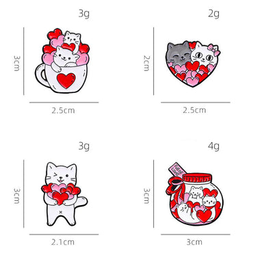 Cute Heart Shape Cat Alloy Enamel Unisex Brooches