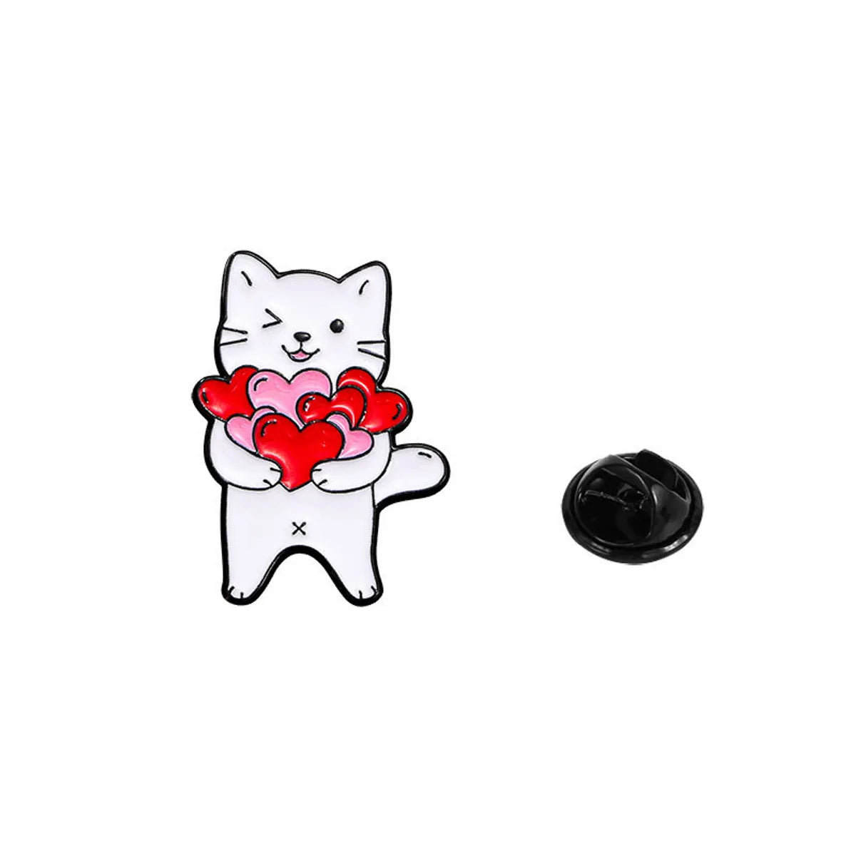 Cute Heart Shape Cat Alloy Enamel Unisex Brooches