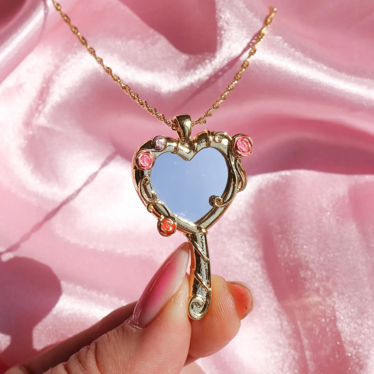 Cute Heart Shape Copper Plating 18k Gold Plated Pendant Necklace