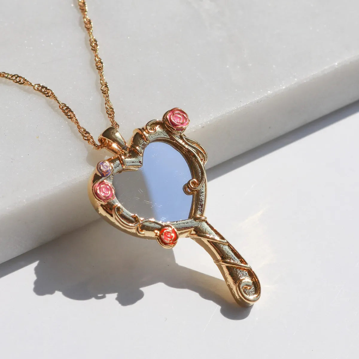 Cute Heart Shape Copper Plating 18k Gold Plated Pendant Necklace