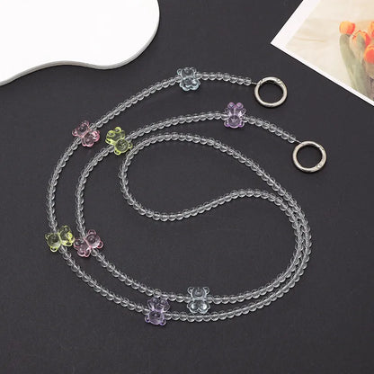 Cute Heart Shape Flower Butterfly Arylic Beaded Stoving Varnish Mobile Phone Chain