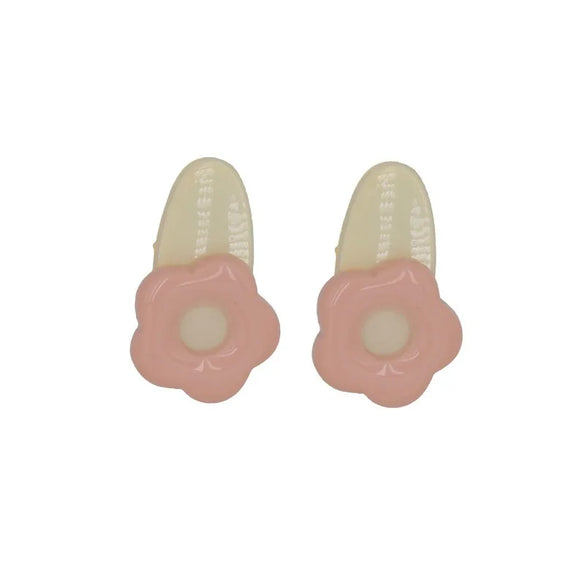 Cute Heart Shape Flower Plastic Resin Stoving Varnish Hair Claws 2 Pieces