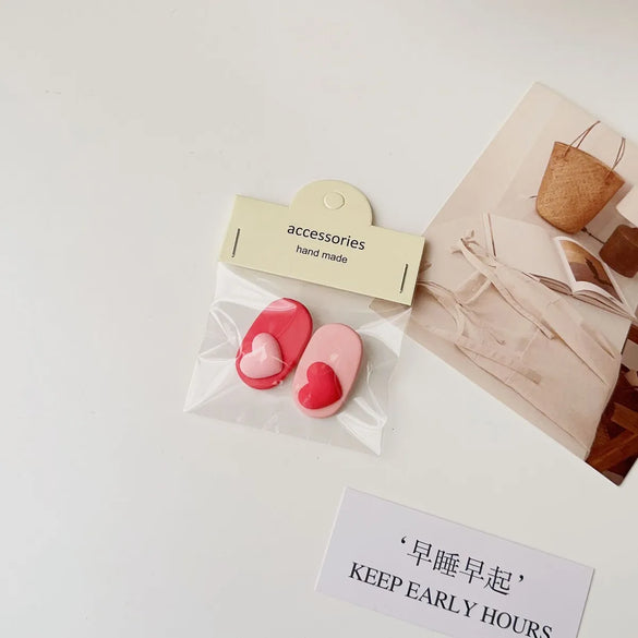 Cute Heart Shape Flower Plastic Resin Stoving Varnish Hair Claws 2 Pieces