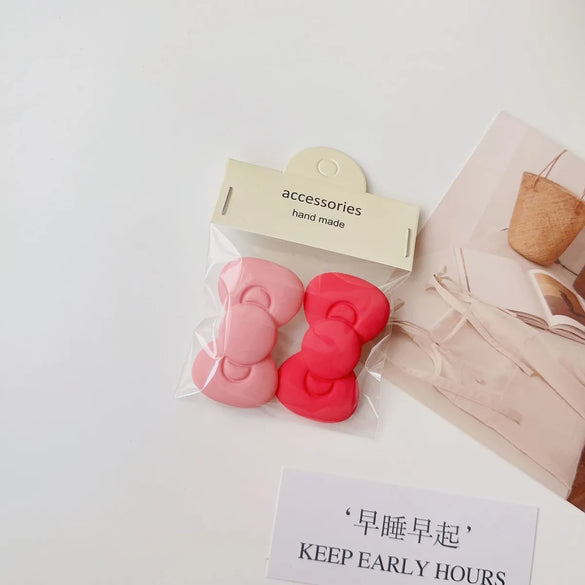 Cute Heart Shape Flower Plastic Resin Stoving Varnish Hair Claws 2 Pieces