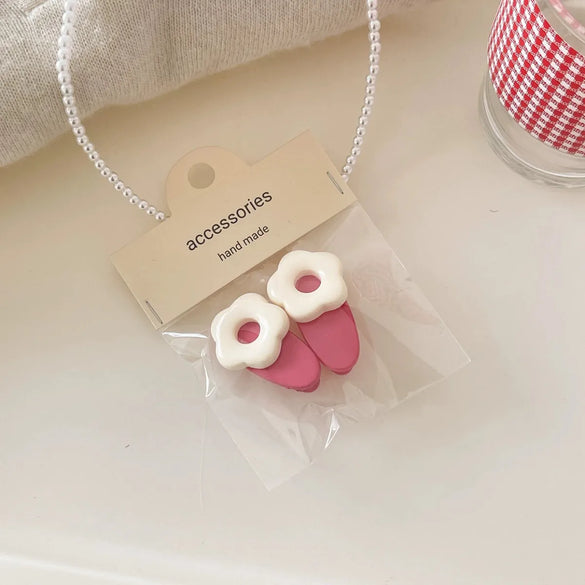 Cute Heart Shape Flower Plastic Resin Stoving Varnish Hair Claws 2 Pieces