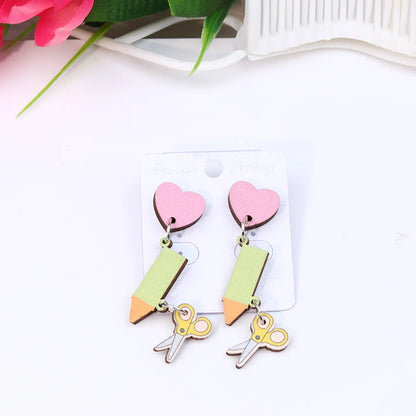 Cute Heart Shape Pencil Arylic Women'S Drop Earrings