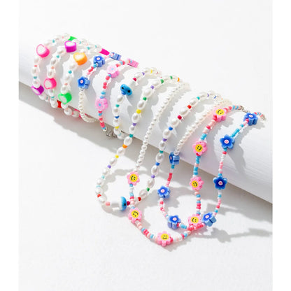 Cute Heart Shape Plastic Glass Bracelets Necklace