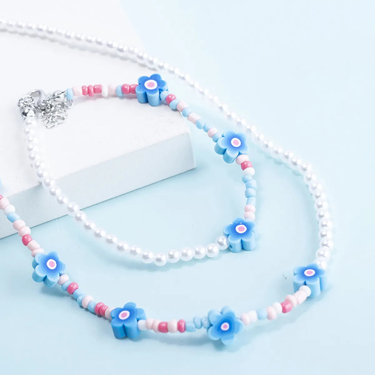 Cute Heart Shape Plastic Glass Bracelets Necklace