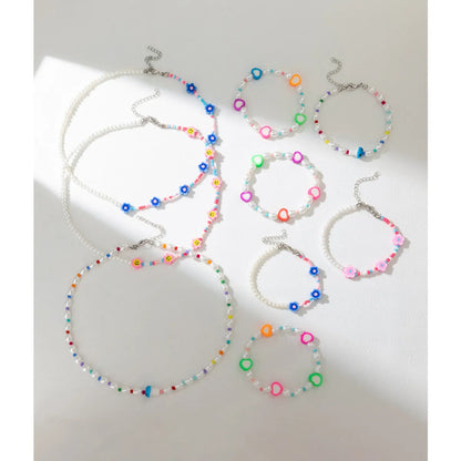 Cute Heart Shape Plastic Glass Bracelets Necklace