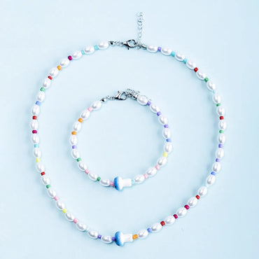 Cute Heart Shape Plastic Glass Bracelets Necklace