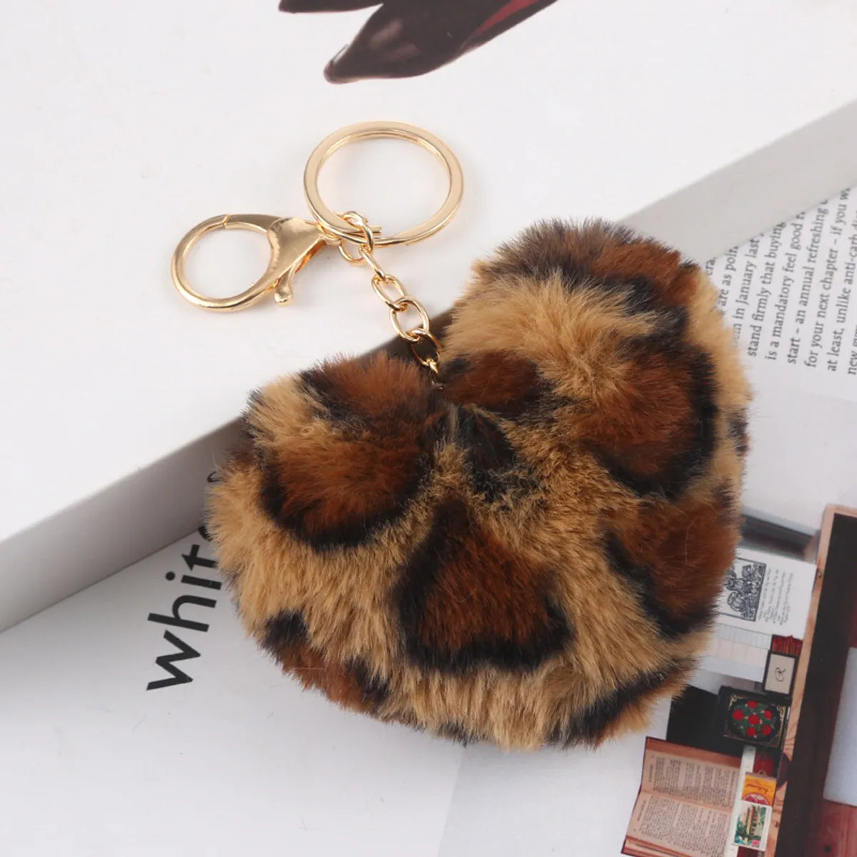 Cute Heart Shape Plush Flocking Keychain