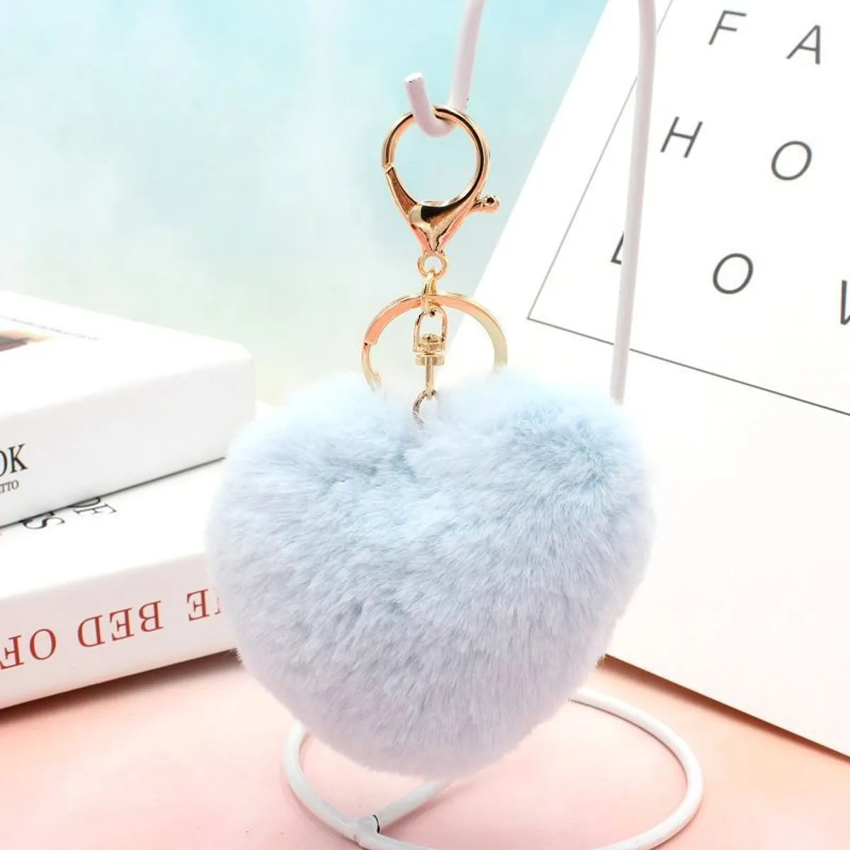 Cute Heart Shape Plush Flocking Keychain