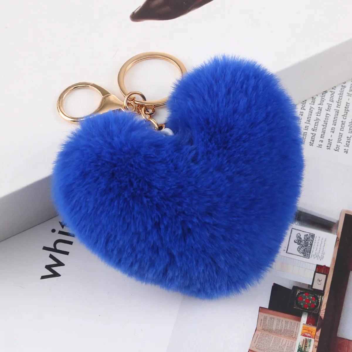 Cute Heart Shape Plush Flocking Keychain