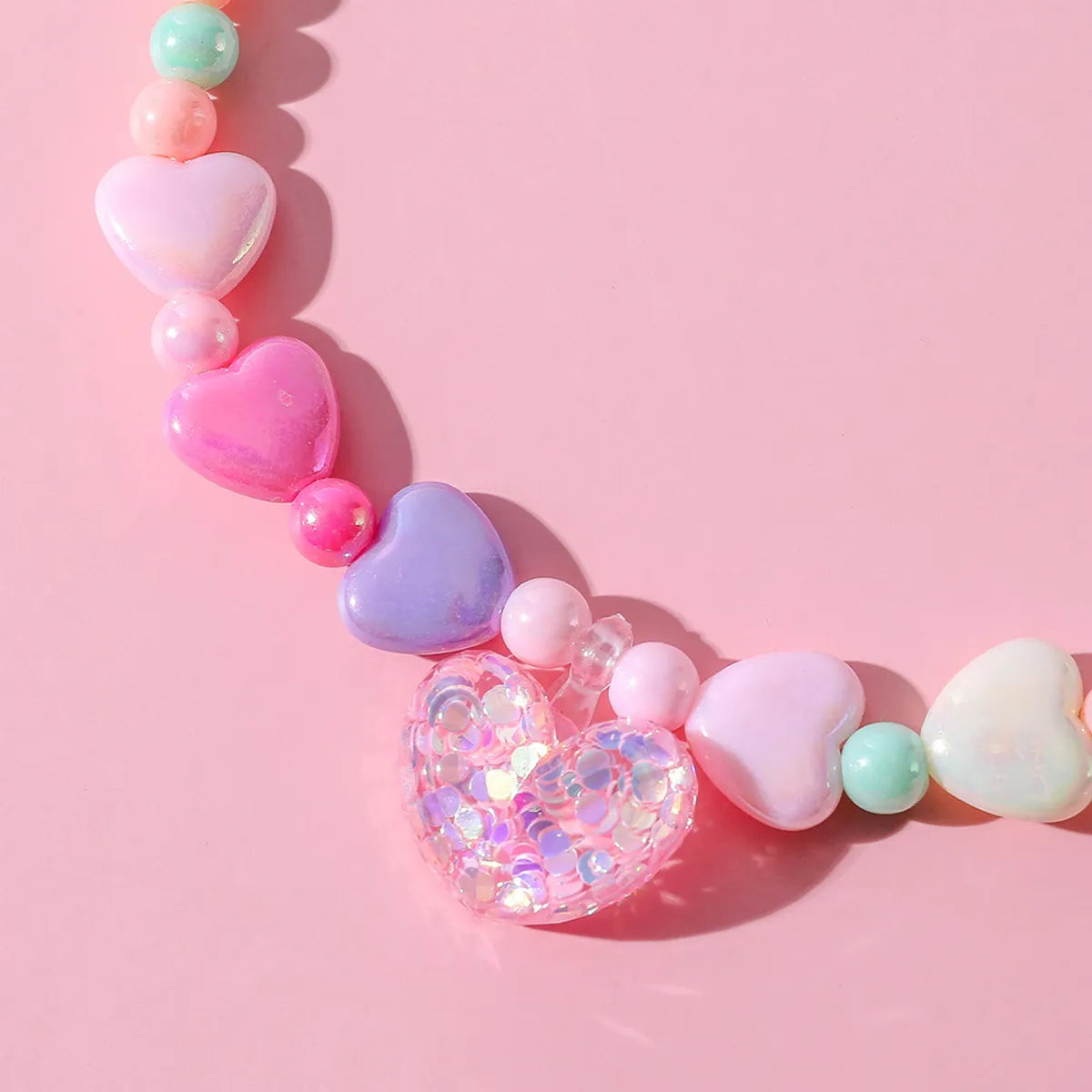 Cute Heart Shape Resin Beaded No Inlaid Women'S Bracelets Necklace