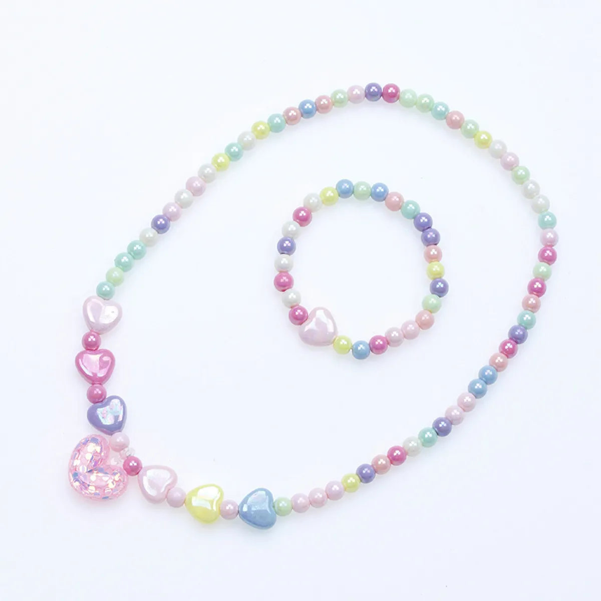 Cute Heart Shape Resin Beaded No Inlaid Women'S Bracelets Necklace