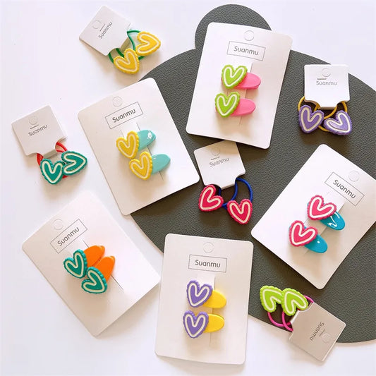 Cute Heart Shape Resin Hair Clip Hair Tie