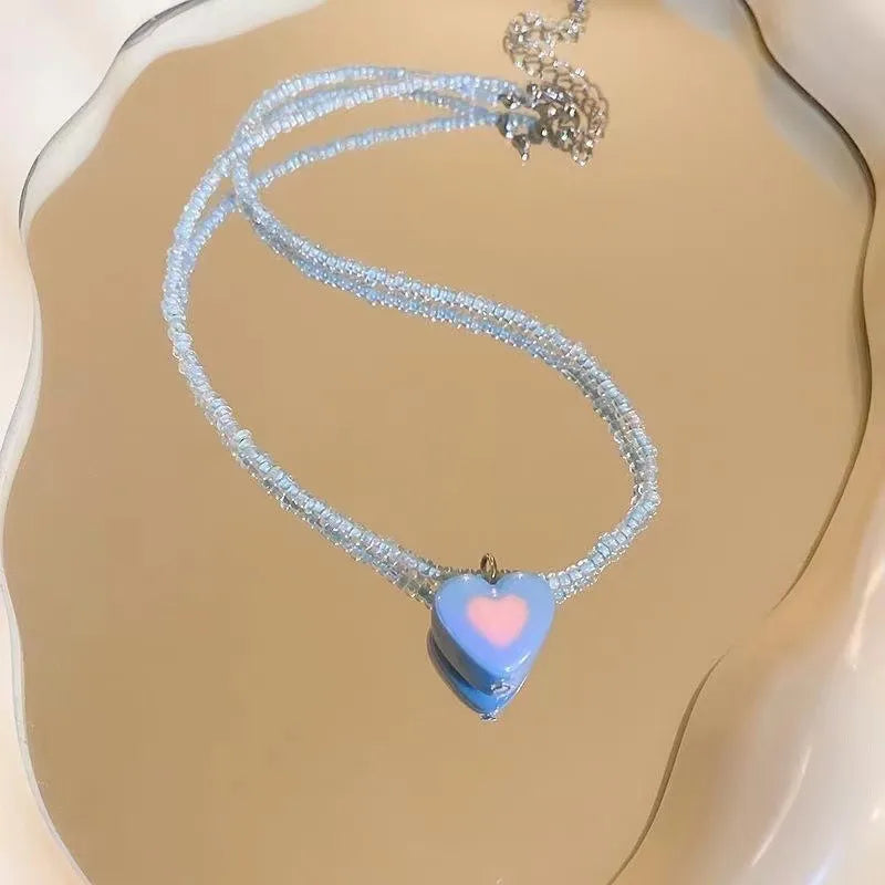 Cute Heart Shape Resin Wholesale Pendant Necklace