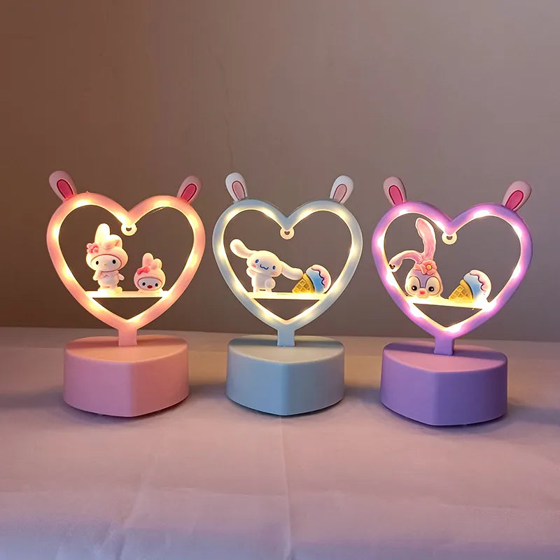 Cute Heart Small Night Led Table Lamp Bedside Lighting