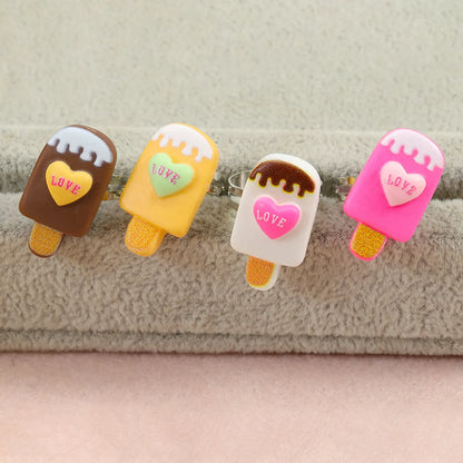 Cute Ice Cream Letter Plastic Resin Girl'S Rings Necklace