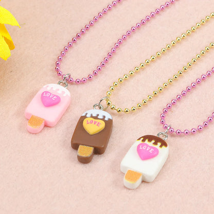 Cute Ice Cream Letter Plastic Resin Girl'S Rings Necklace