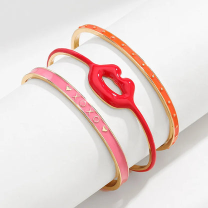 Cute Lady Geometric Mouth Alloy Wholesale Bangle