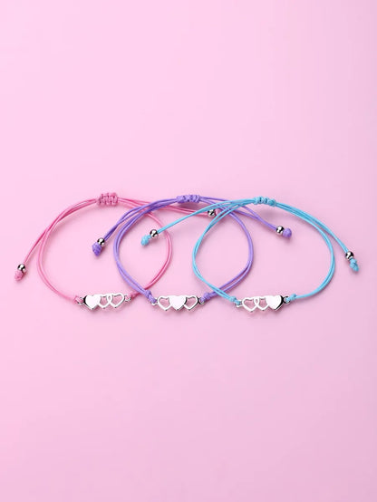 Cute Lady Heart Shape Zinc Alloy Braid Women'S Drawstring Bracelets