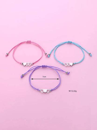 Cute Lady Heart Shape Zinc Alloy Braid Women'S Drawstring Bracelets