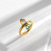 Cute Lady Mermaid Copper 18k Gold Plated Zircon Open Rings In Bulk