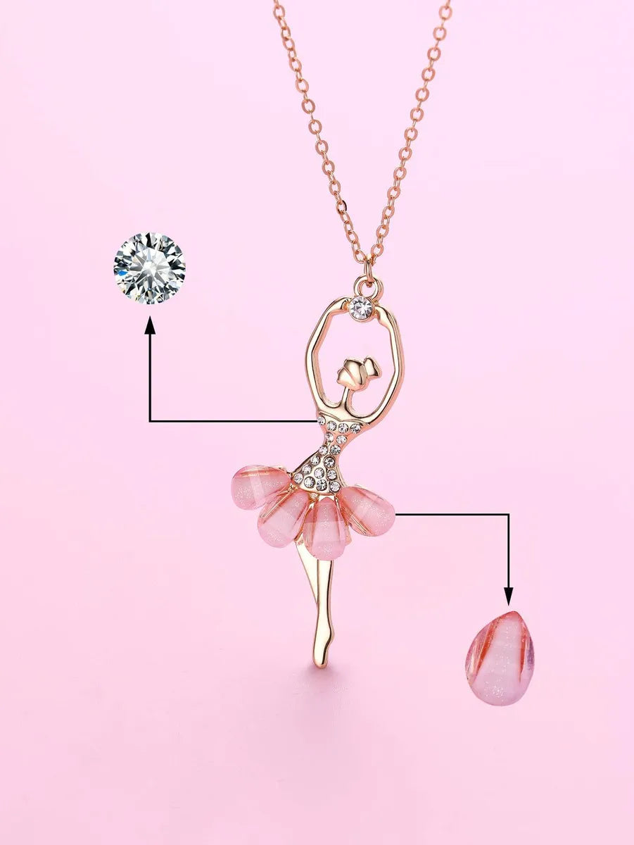 Cute Lady Sweet Human Resin Zinc Alloy Inlay Rhinestones Girl'S Pendant Necklace