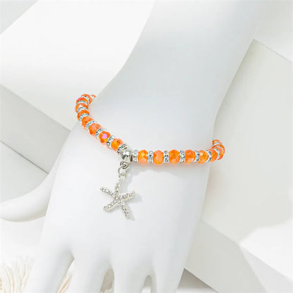 Cute Lady Sweet Round Starfish Artificial Crystal Glass Inlay Rhinestones Women'S Bracelets