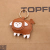 Cute Lamb Doll Artificial Leather Backpack Pendant Luggage Pendant Car Keychain With Little Bear Pig Small Animal Pattern Electroplated