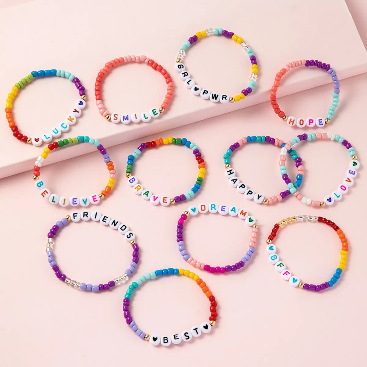 Cute Letter Arylic Beaded Handmade Kid's Bracelets 1 Set