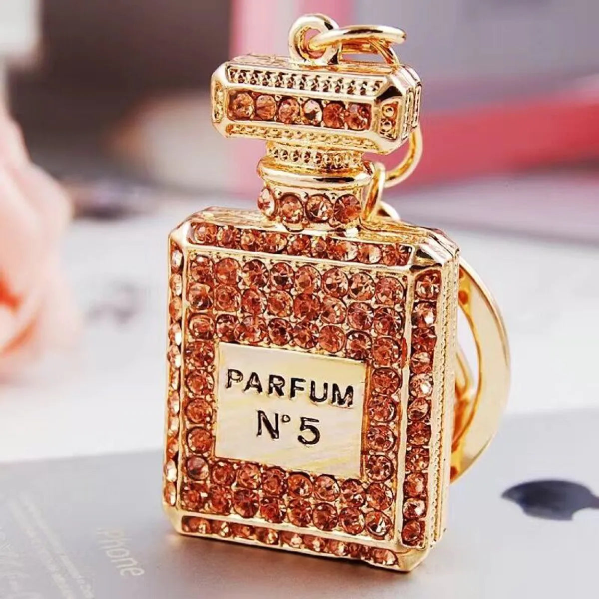 Cute Letter Bow Knot Perfume Bottle Metal Women'S Keychain