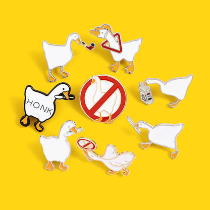 Cute Letter Goose Alloy Stoving Varnish Unisex Brooches