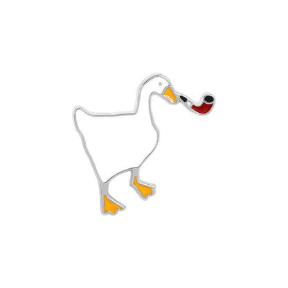 Cute Letter Goose Alloy Stoving Varnish Unisex Brooches