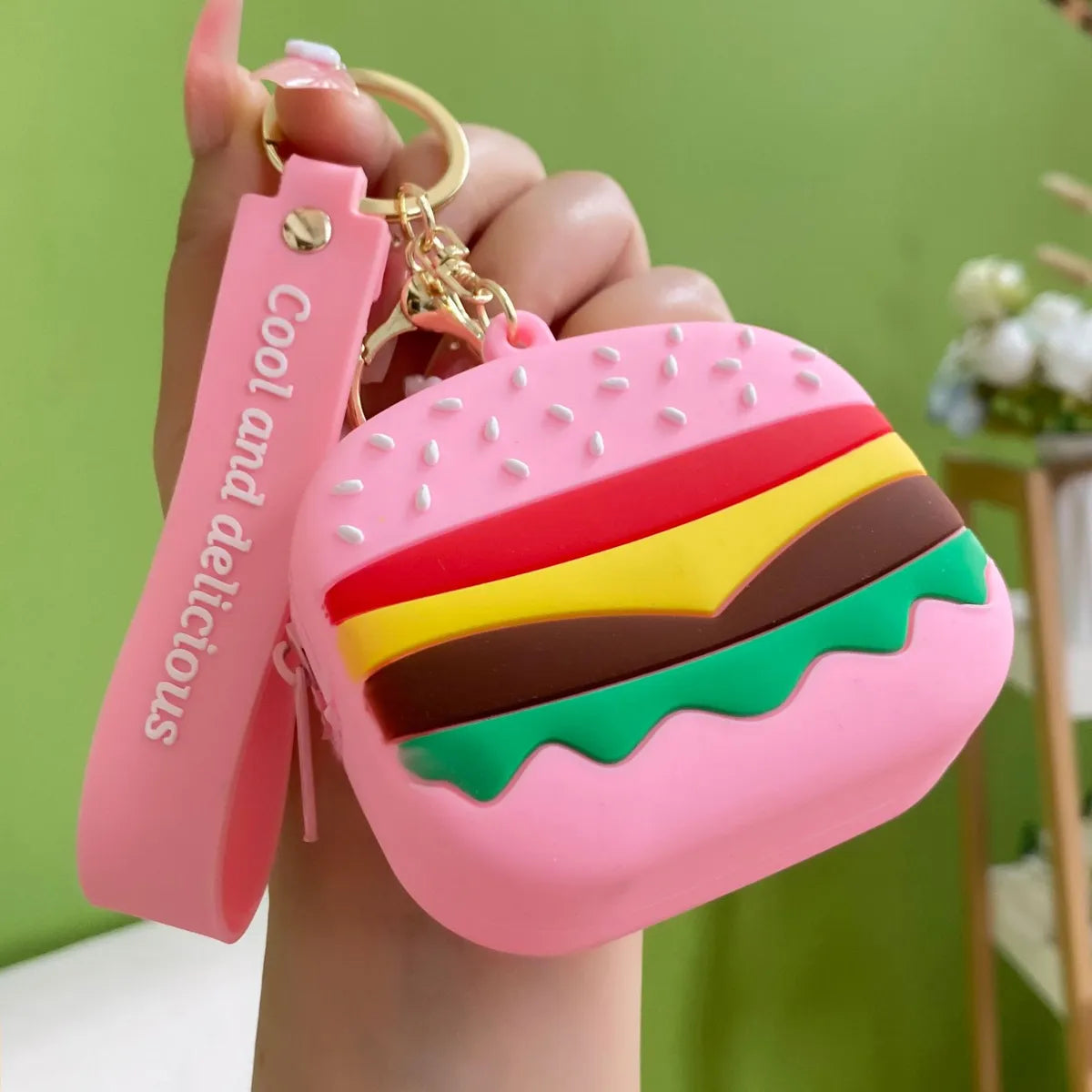 Cute Letter Hamburger Soft Glue Unisex Keychain