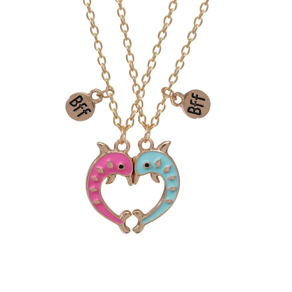 Cute Letter Heart Shape Alloy Enamel Plating Children Unisex Pendant Necklace