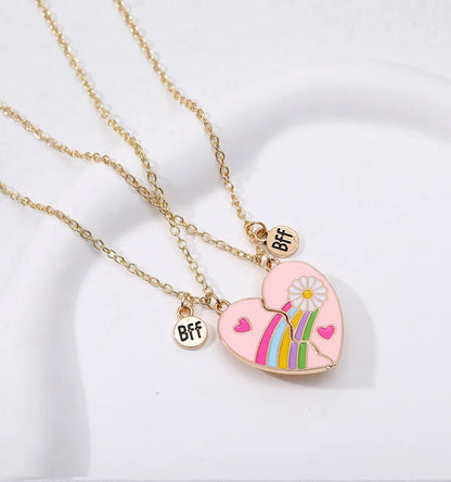 Cute Letter Heart Shape Alloy Enamel Plating Children Unisex Pendant Necklace