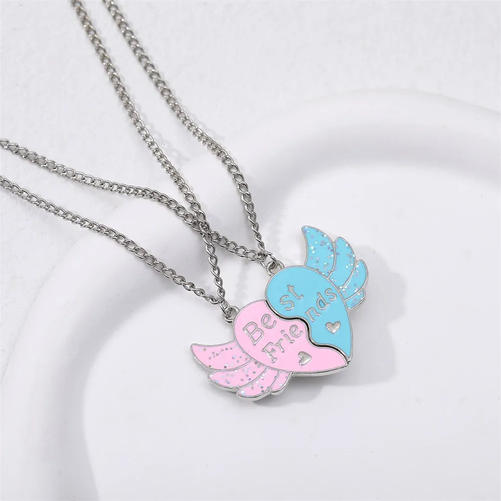 Cute Letter Heart Shape Alloy Enamel Plating Children Unisex Pendant Necklace