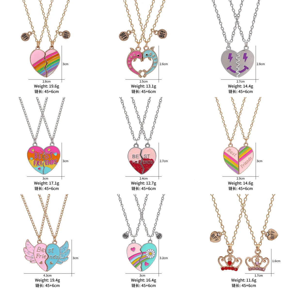 Cute Letter Heart Shape Alloy Enamel Plating Children Unisex Pendant Necklace