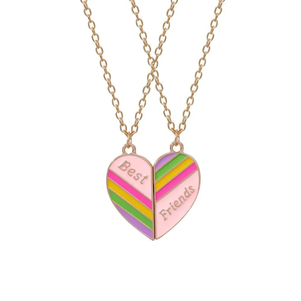 Cute Letter Heart Shape Alloy Enamel Plating Children Unisex Pendant Necklace