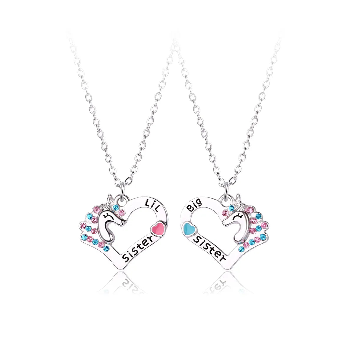 Cute Letter Heart Shape Alloy Inlay Rhinestones Kid'S Pendant Necklace