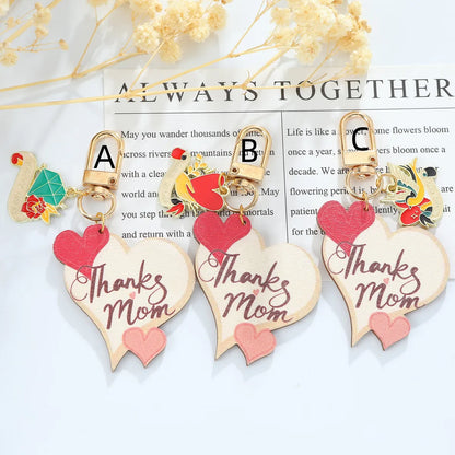 Cute Letter Heart Shape Wood Resin Teachers' Day Bag Pendant Keychain